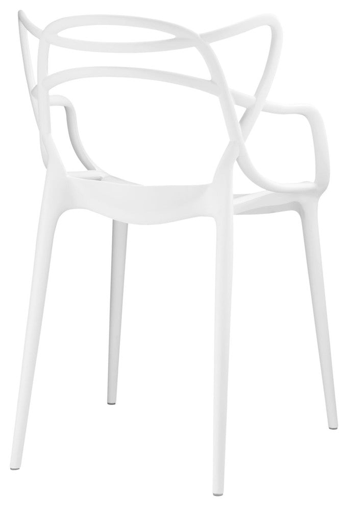Modern Contemporary Dining Armchair, White Plastic