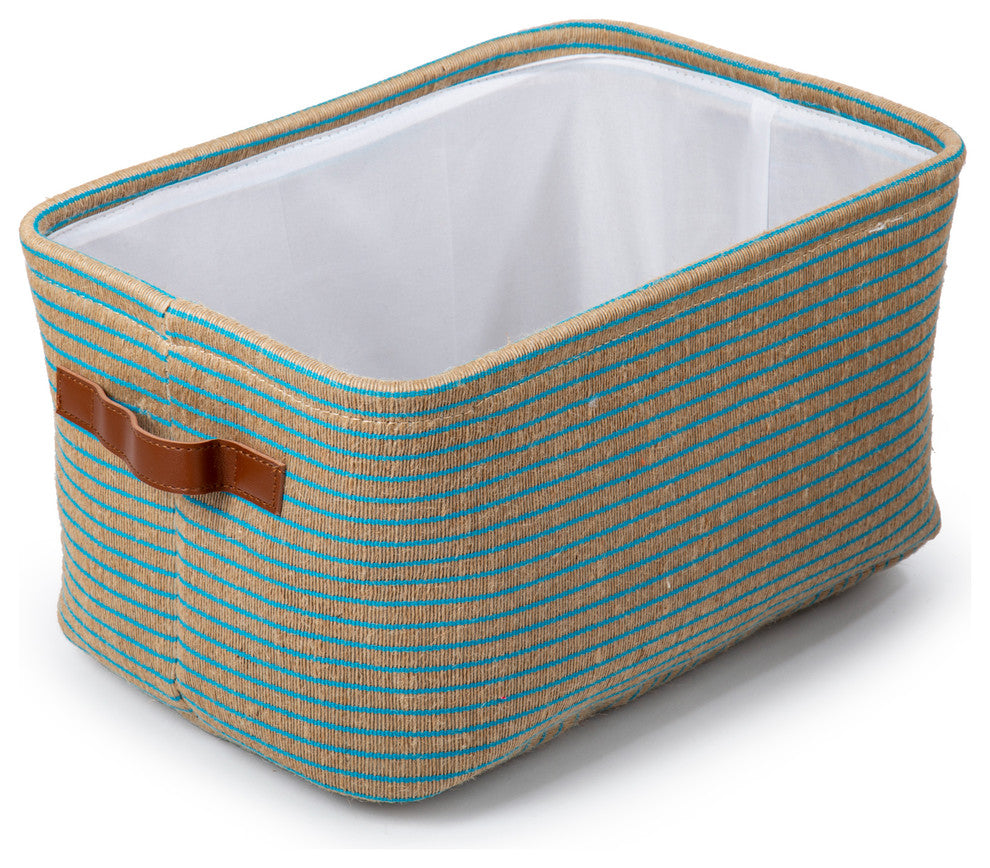 Striped Organizational Storage Basket, 3-Piece Set, Blue/Neutral