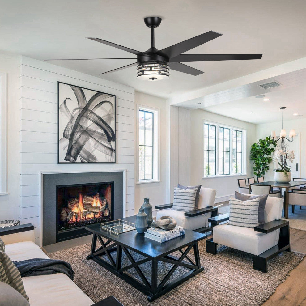 70-inch Black LED Ceiling Fan With Remote
