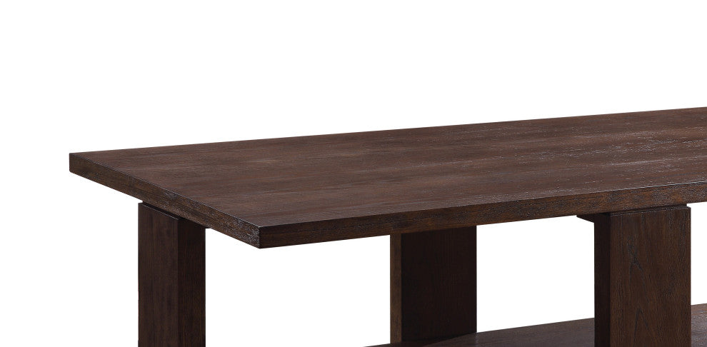 Benzara BM215038 Contemporary Coffee Table With Open Bottom Shelf, Brown