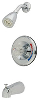 Kingston Brass Single Acrylic Handle Tub and Shower Faucet, Polished Chrome