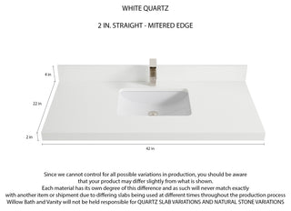 Malibu Mango 42 Single Sink Bath Vanity in White Washed 2" White Quartz