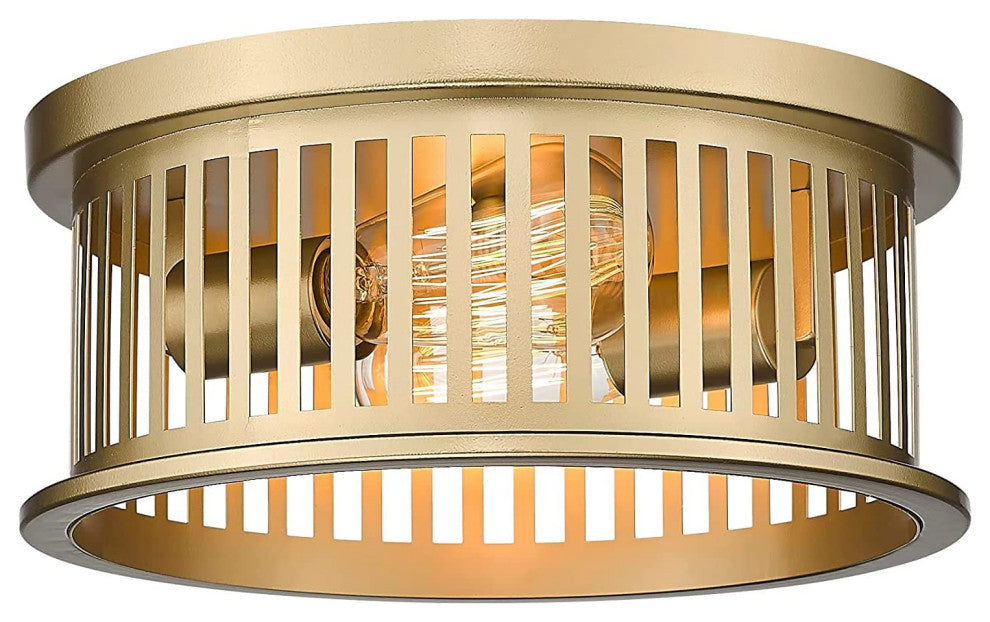 2 Light Gold Flush Mount Ceiling Light Farmhouse Industrial Ceiling Lamp
