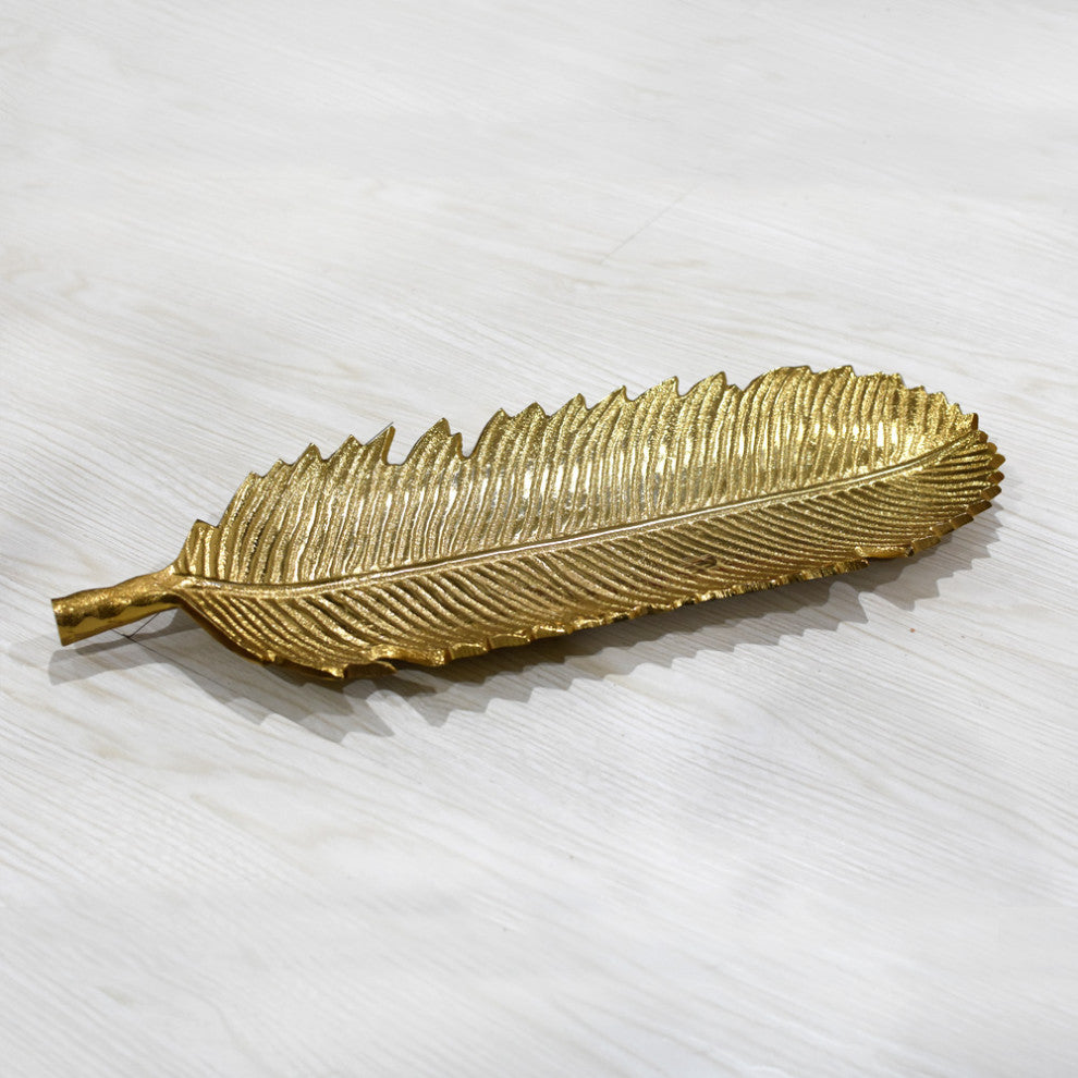 Handmade Decorative Aluminium Tray, Gold Color Coated