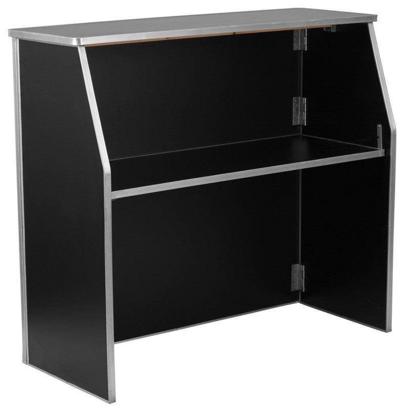 4' Black Laminate Foldable Bar - Portable Event Bar