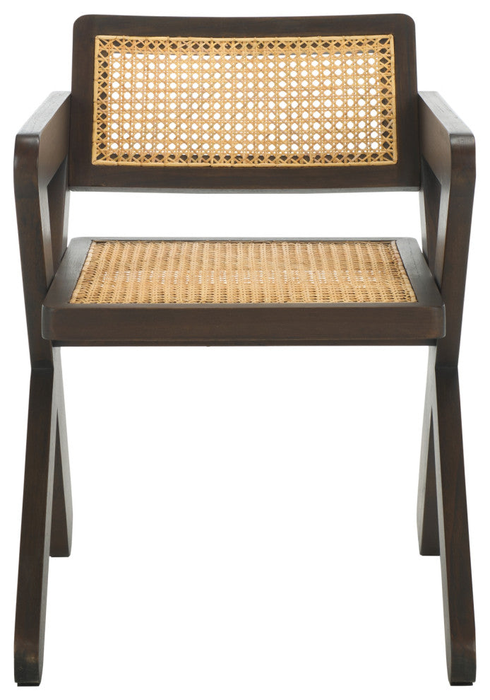 Safavieh Couture Tyrrell Rattan Dining Chair, Walnut/Natural