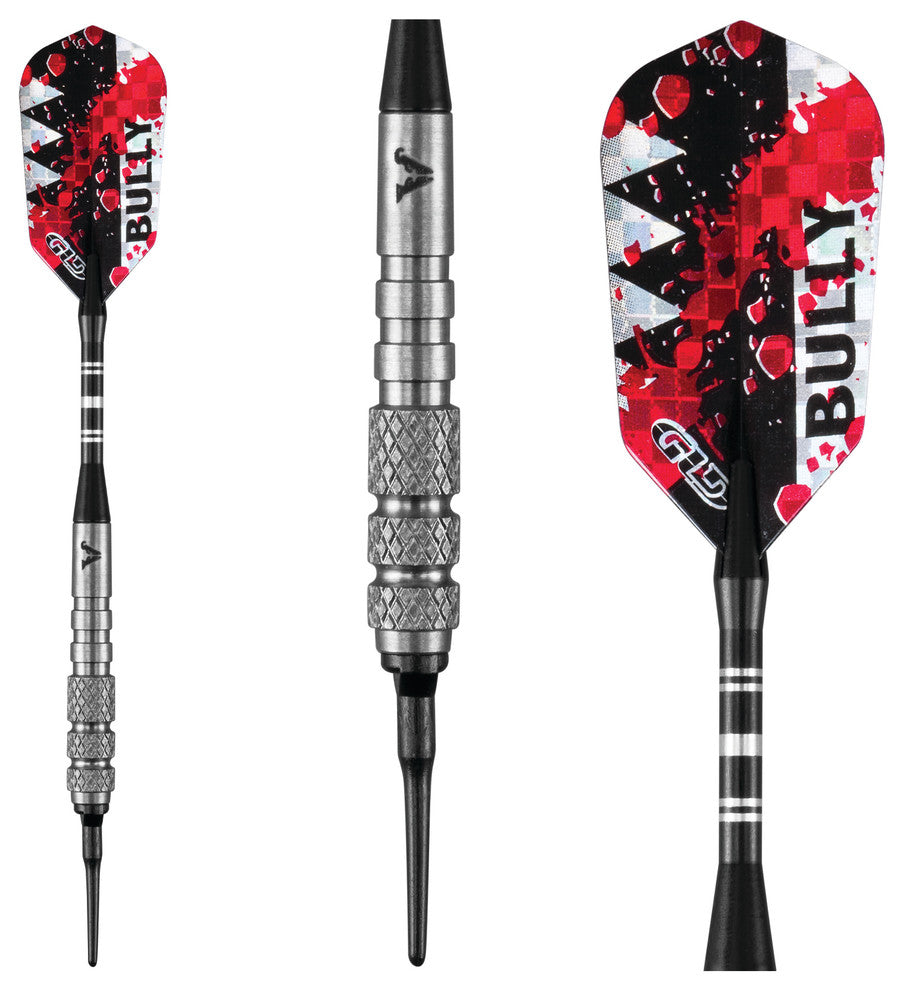 Bully Tungsten Soft Tip Darts, 3 Knurled Rings, 18 Grams