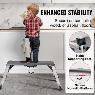 VEVOR Aluminum Folding Work Platform Drywall Ladder 660lbs Non-slip Bench