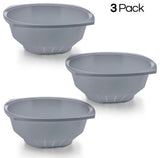 Plastic Colander Strainer for Spaghetti and Pasta, 10 Inches (3-PACK), Gray
