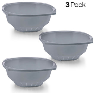Plastic Colander Strainer for Spaghetti and Pasta, 10 Inches (3-PACK), Gray