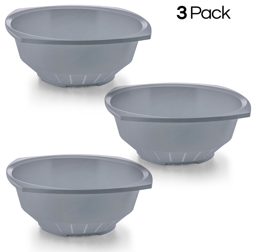 Plastic Colander Strainer for Spaghetti and Pasta, 10 Inches (3-PACK), Gray