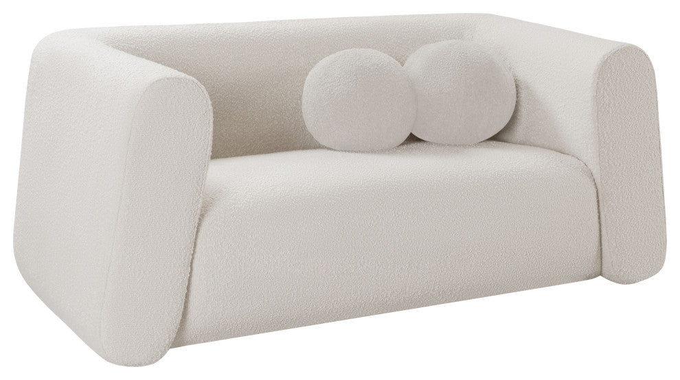 Abbington Boucle Fabric Upholstered Loveseat, Cream