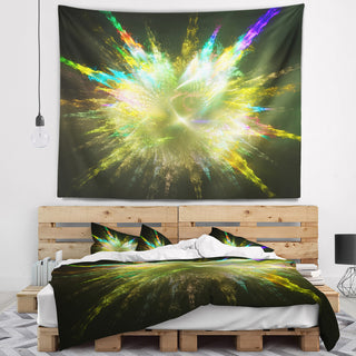 Fractal Explosion of Paint Drops Abstract Wall Tapestry, 39"x32"