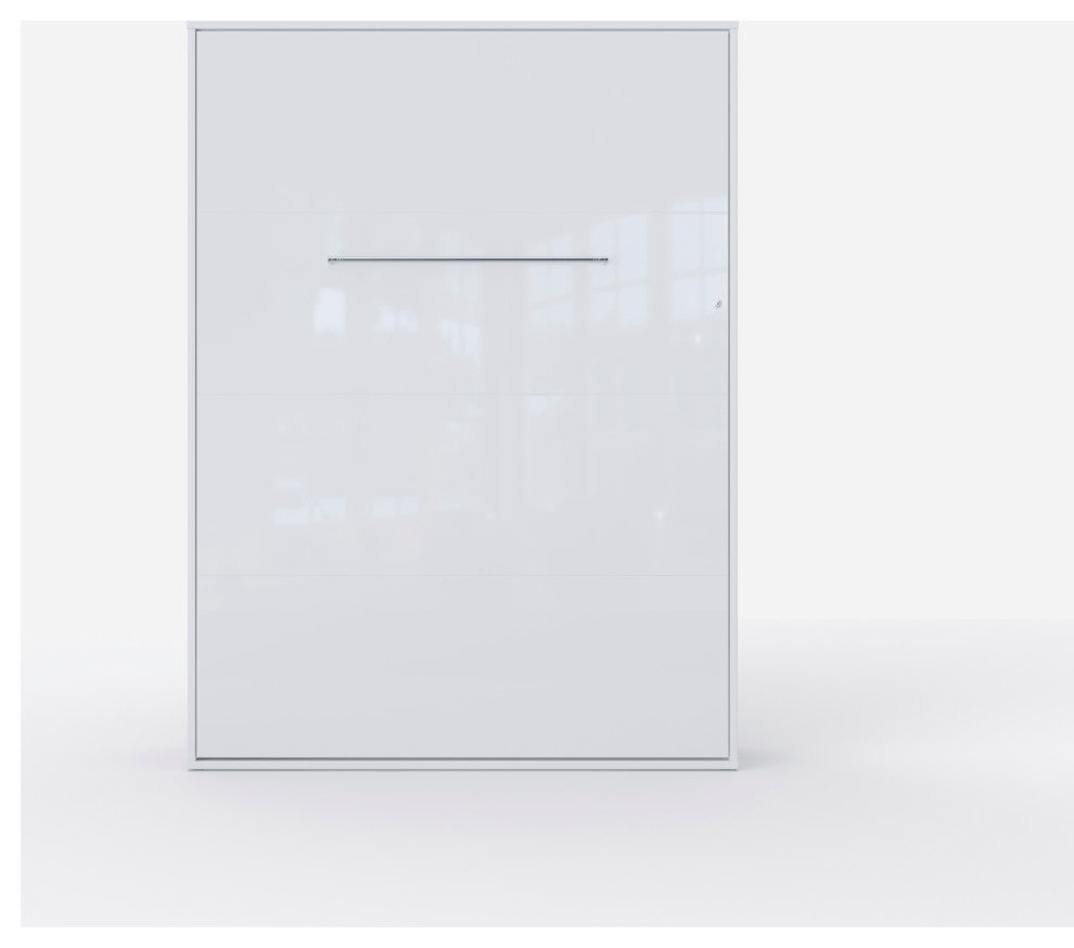 Contempo Vertical Wall Bed, European Full XL SIze, White/White Gloss