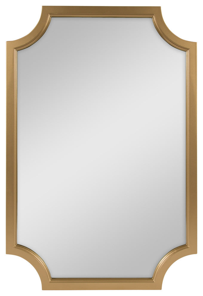 Kate and Laurel, Hogan Wood Framed Mirror With Scallop Corners, 24 x 36", Gold