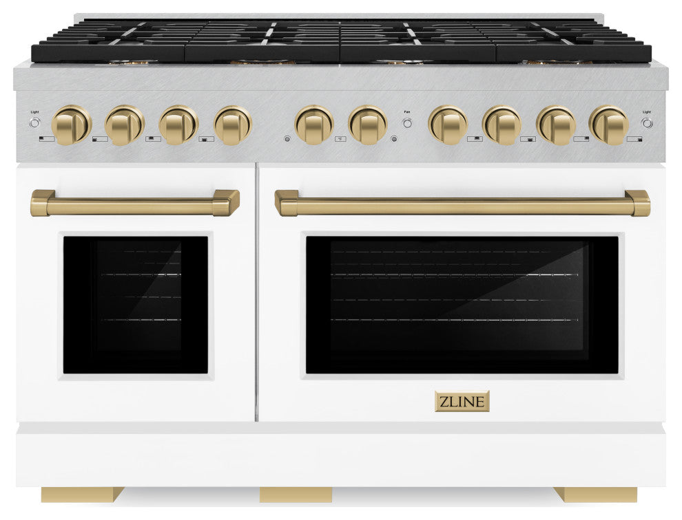 ZLINE 48" Gas Range, DuraSnow With White Matte SGRSZ-WM-48-CB