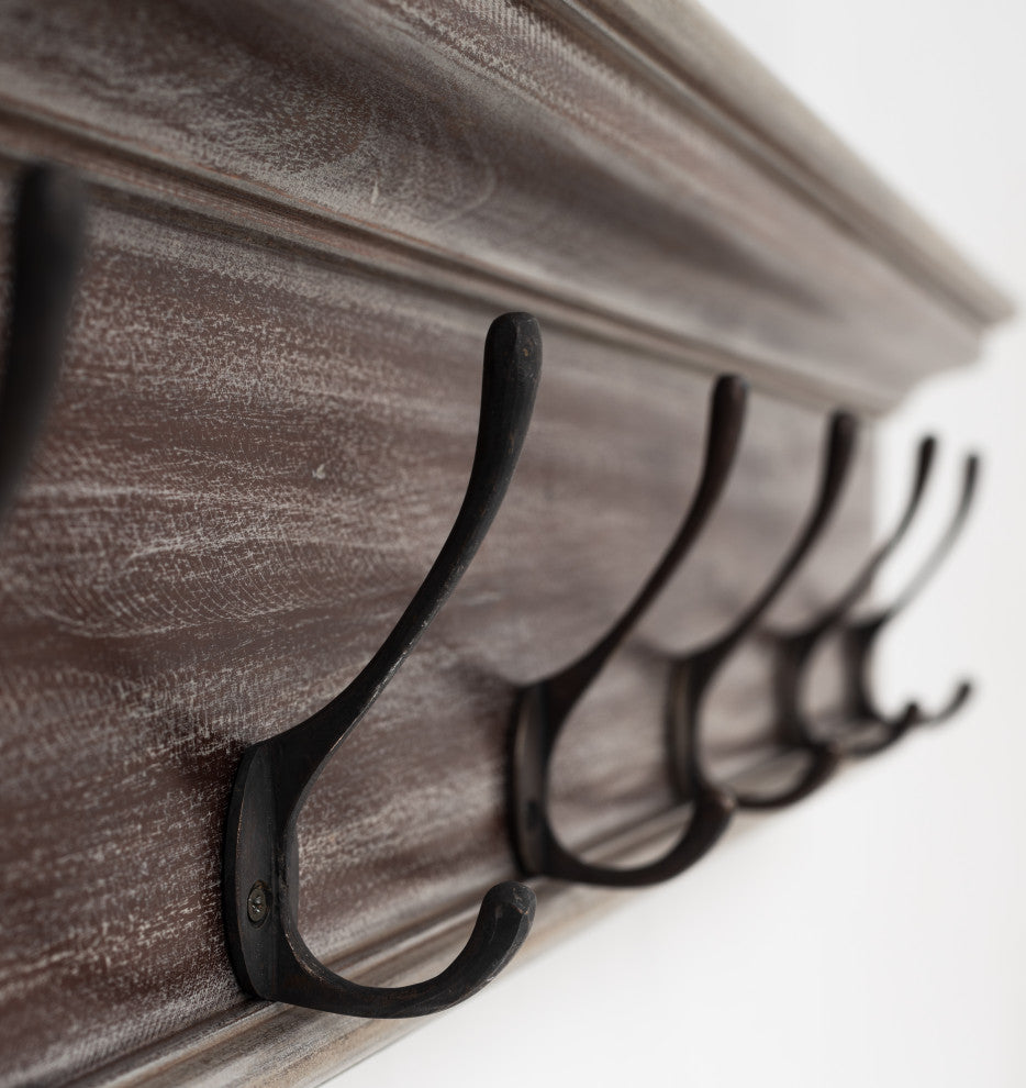 Halifax 6 Hook Coat Rack, Natural Wash