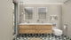 Belli 84" Double Sink Wall Mount Vanity Set, New England Oak, Glossy White Top
