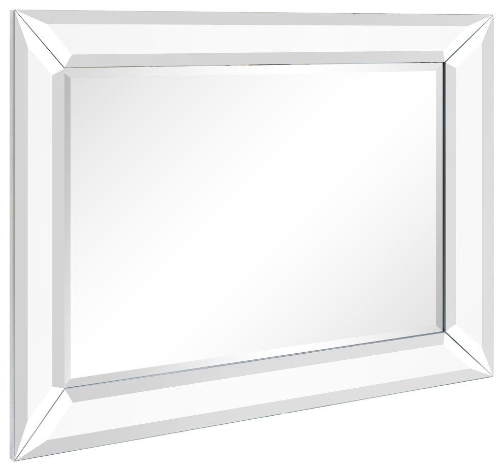 Rectangular Beveled Diamond Silver Framed Wall Mirror