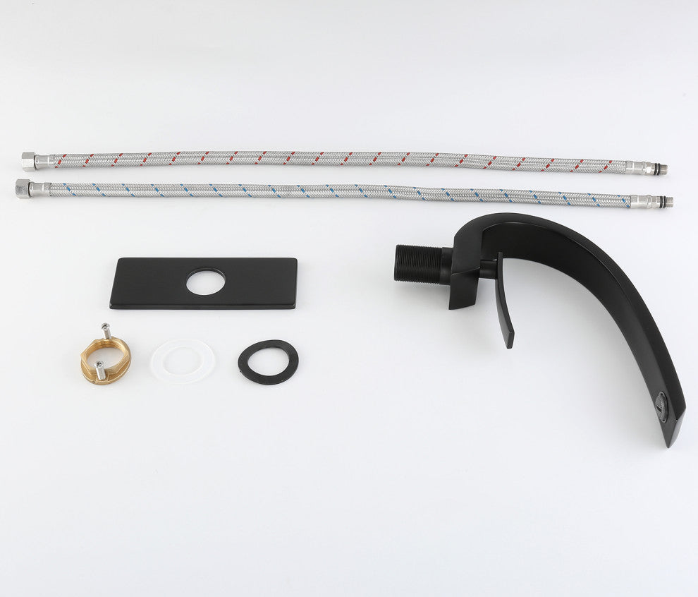 Single Hole Bathroom Sink Faucet With 6-inch Deck Plate, Matte Black