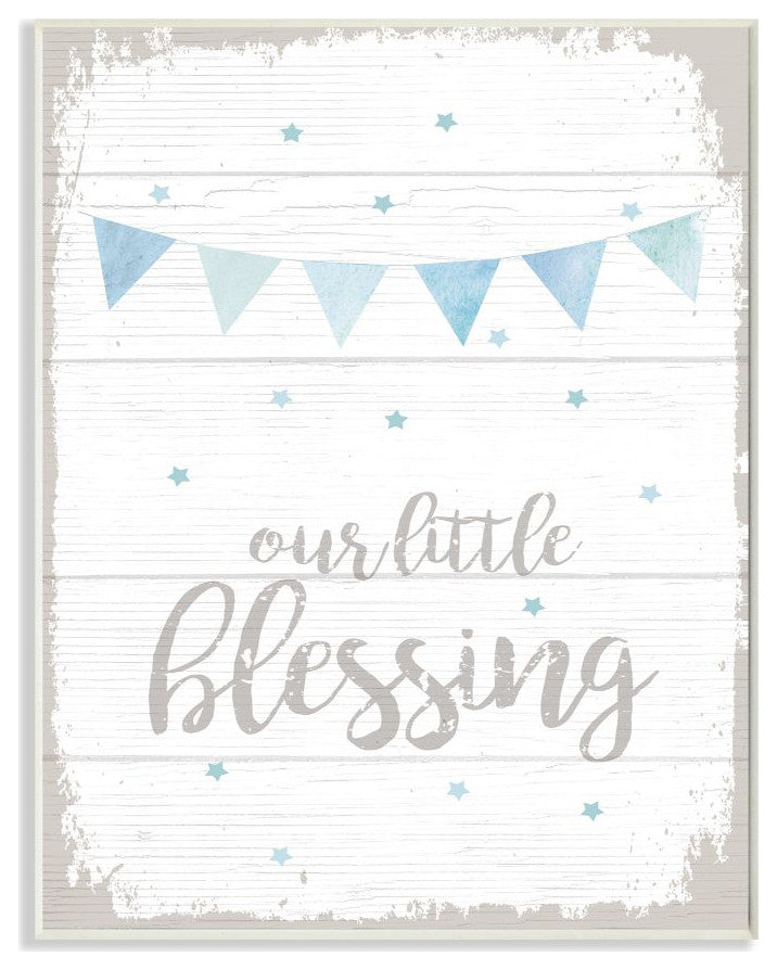 The Kids Room by Stupell Our Little Blessing Blue Kids Word Design, 13 x 19