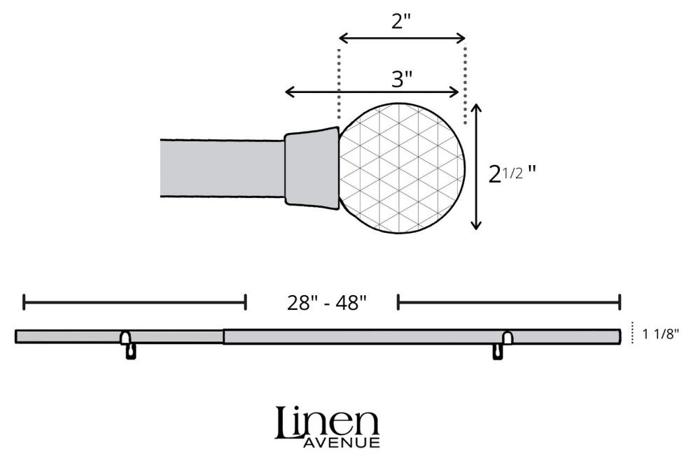 Linen Avenue Cut Acrylic Single Curtain Rod Set,28 to 48-Inch,Matte Black