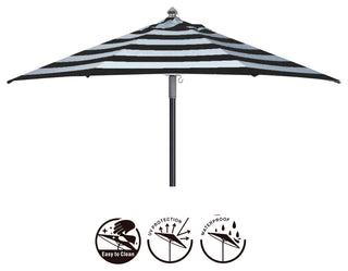 9' Polyester Universal Market Umbrella Canopy Replacement, Black Stripe