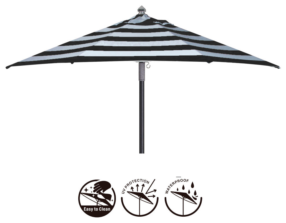 9' Polyester Universal Market Umbrella Canopy Replacement, Black Stripe