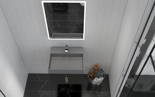 CastelloUSA Amazon 24" Wall Mounted Bathroom Vanity Set, Black, Gray Top, Brushed Nickel