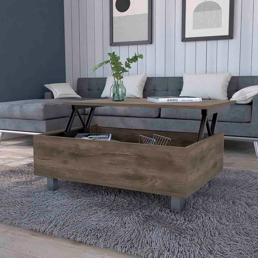 Boston Top Coffee Liftable Table, Dark Brown