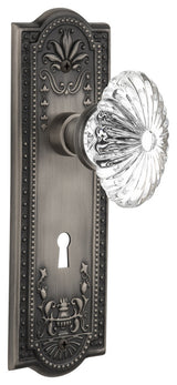 Meadows Plate With Oval Fluted Crystal Knob, Antique Pewter