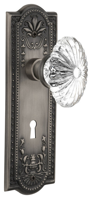 Meadows Plate With Oval Fluted Crystal Knob, Antique Pewter