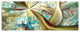Golden Fractal Exotic Plant Stems, Abstract Canvas Art Print, 70"x28", 6 Panels