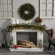 6' Mixed Alaskan Pines and Pinecones Faux Xmas Garland 50 Warm White LED Lights