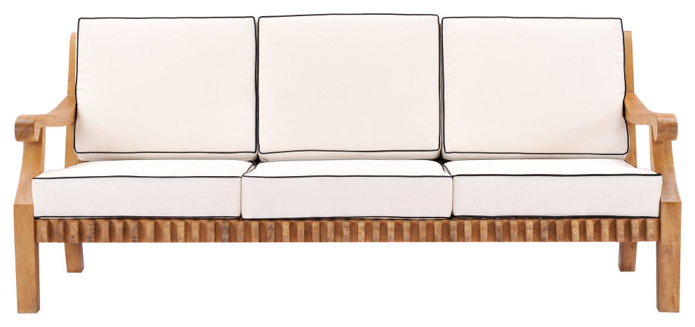 Teak Wood Deep Seating Patio Sofa with Cushions
