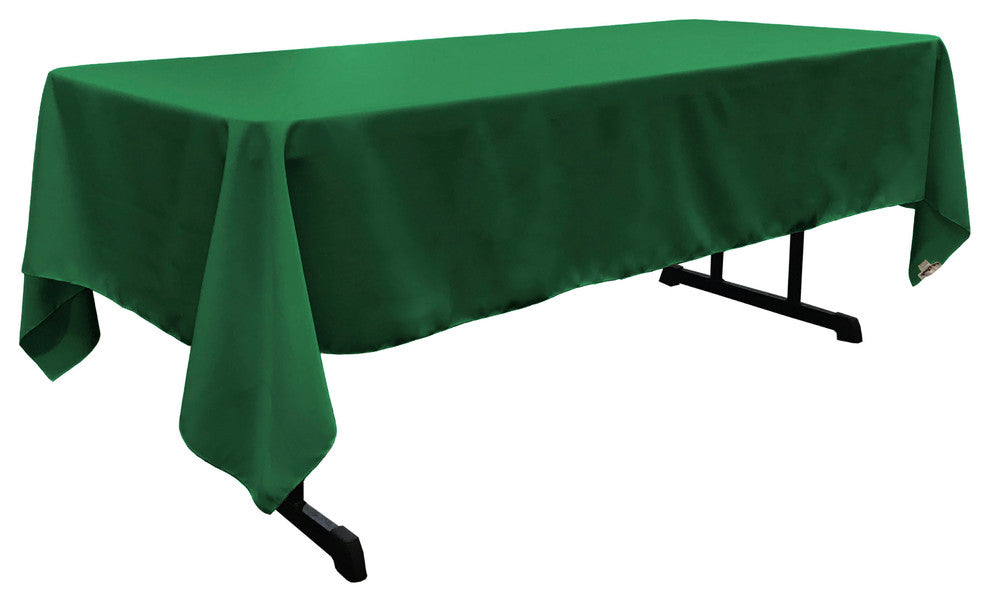 LA Linen Rectangular  Polyester Poplin Tablecloth, Emerald Green, 60"x102"
