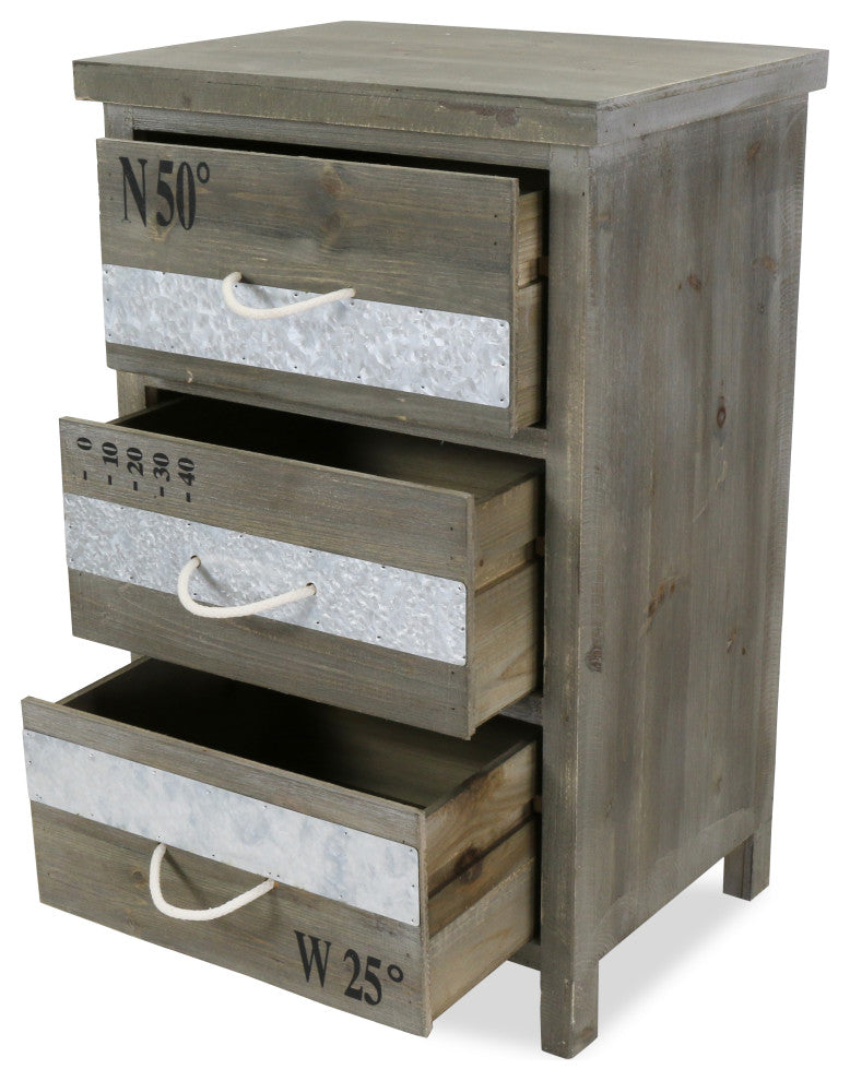 3-Drawer Rope Handle Wooden Cabinet