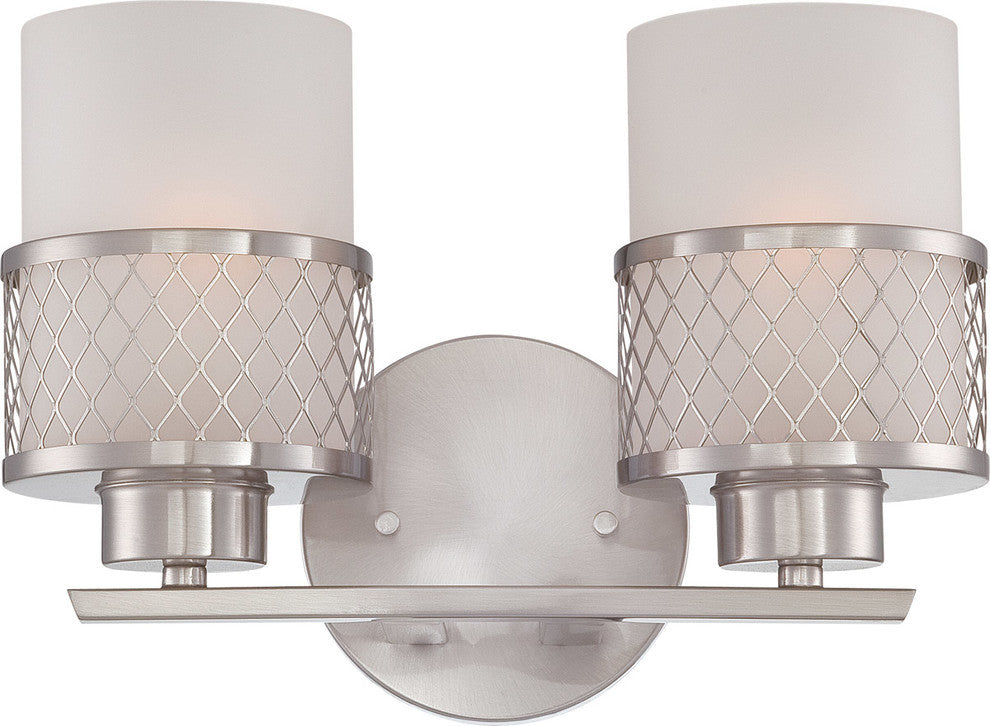 Nuvo 2-Light Fusion Vanity and Wall Light Fixture, Brushed Nickel