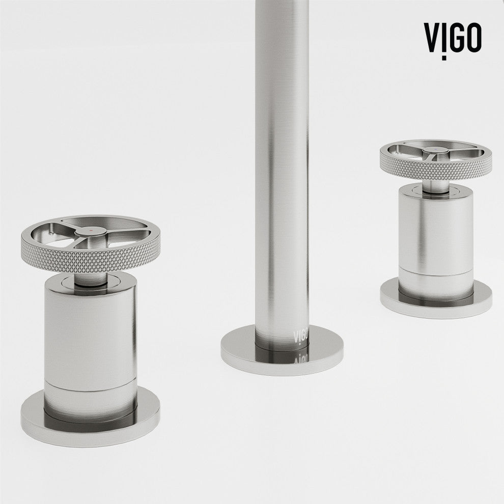 VIGO Cass 8" H 2-Handle Widespread Bathroom Faucet, Brushed Nickel