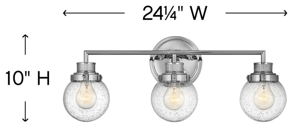 Hinkley Poppy Medium Three Light Vanity, Chrome