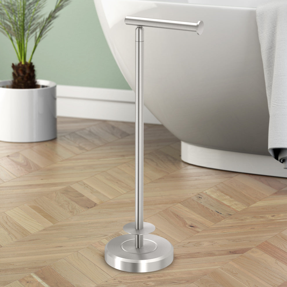 Latitude II Freestanding Toilet Paper Holder, Satin Nickel, Storage