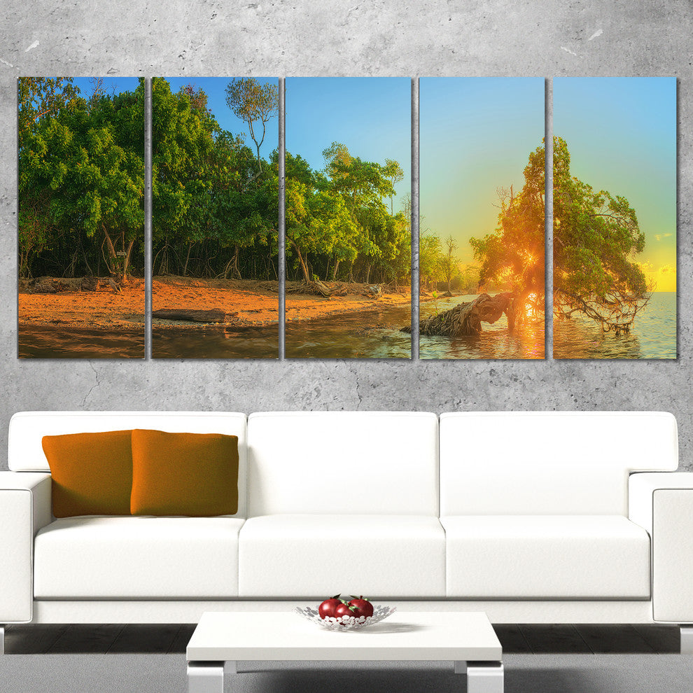 "Beautiful Thailand Tropical Beach" Landscape Wall Art Print, 5 Panels, 60"x28"