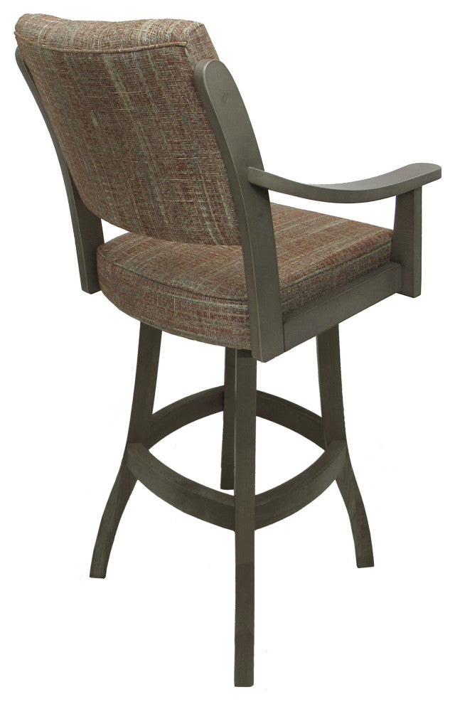 Swivel Counter Wood Bar Stool Casa on S-Base, Watusi Madder - Asian Grey, 30"