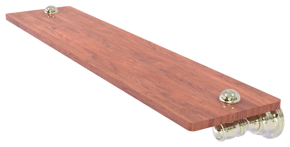 Carolina 22" Wood Shelf, Polished Nickel