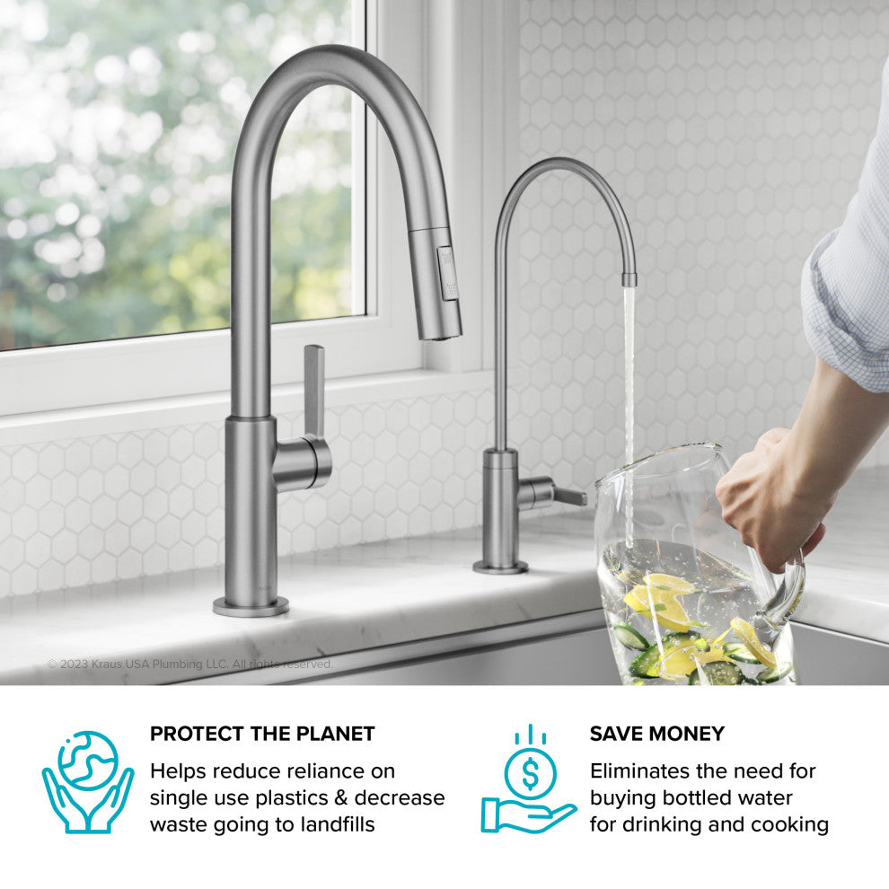 KRAUS Oletto 1-Handle Drinking Water Filter Faucet, Spot Free Stainless Steel