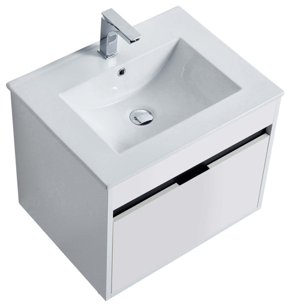 Alpine Wall Mount Bathroom Vanity and Sink, White Matte, 24"