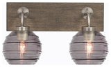 Oxbridge, Bath Bar, Graphite & Painted Distressed Metal, 6" Smoke Ribbed