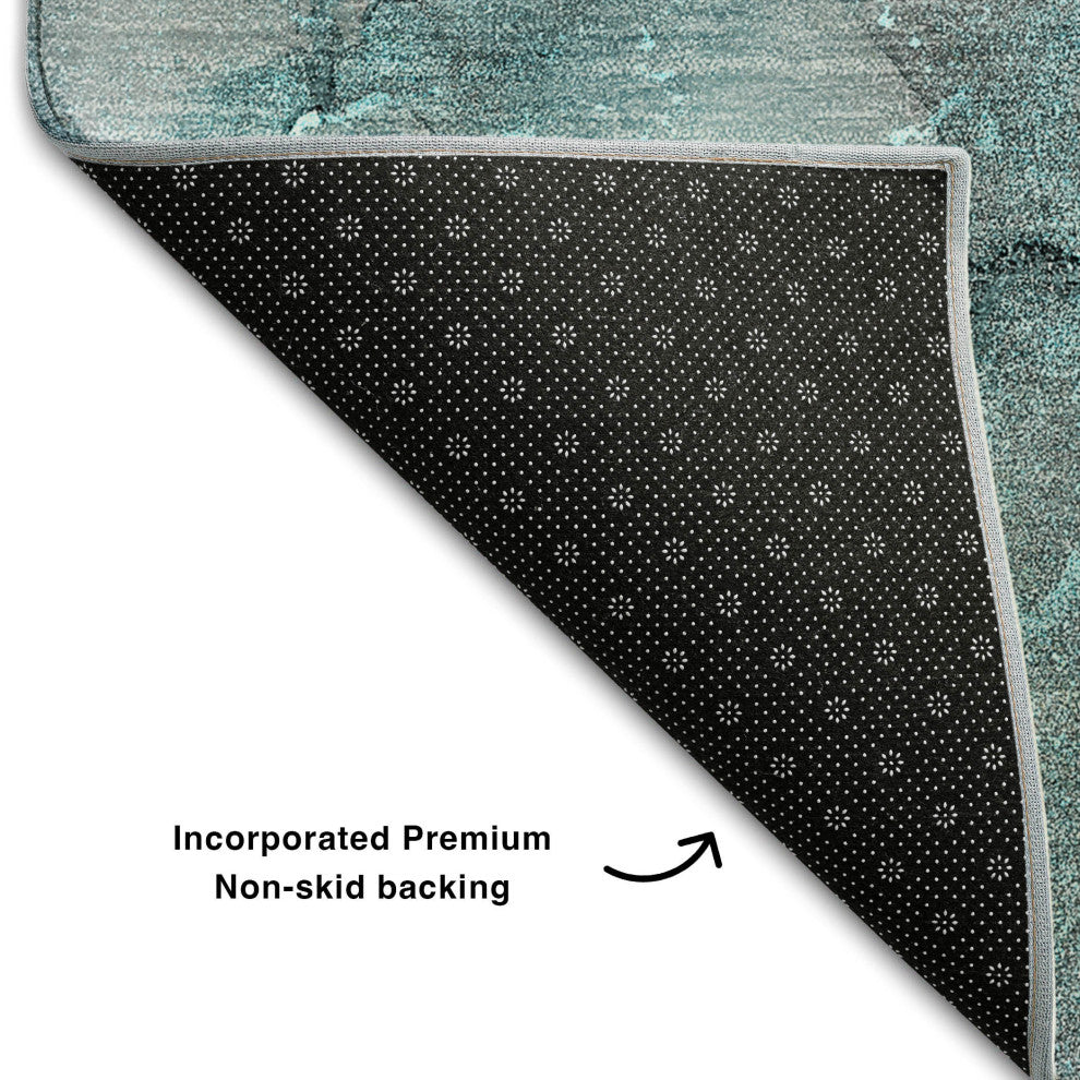 Premium Machine Washable Mayfield AMF520 Teal 5' x 7'6" Rug