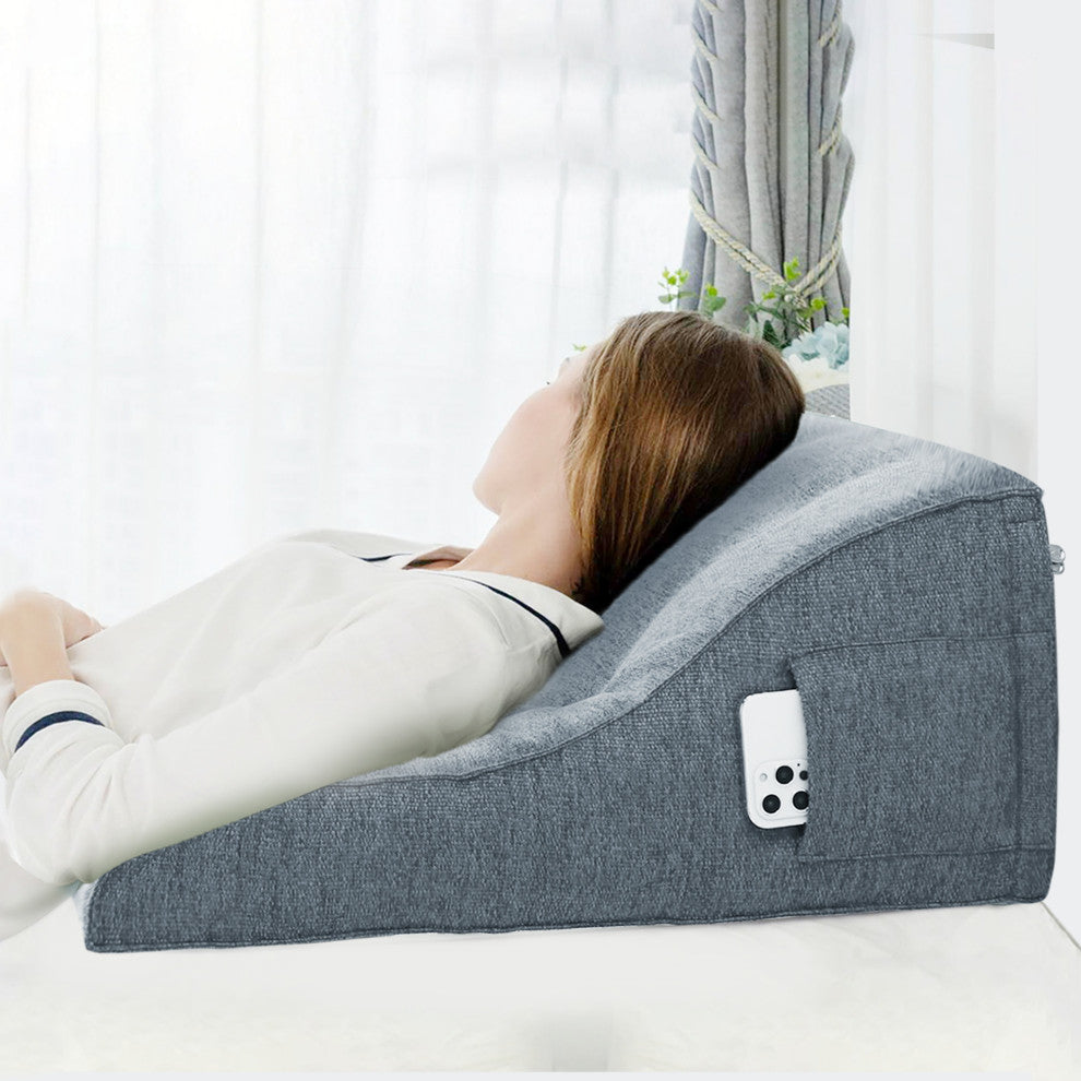 Reading Pillow Bed Foam Wedge Adult for Back Support, Gray, 24x9x21