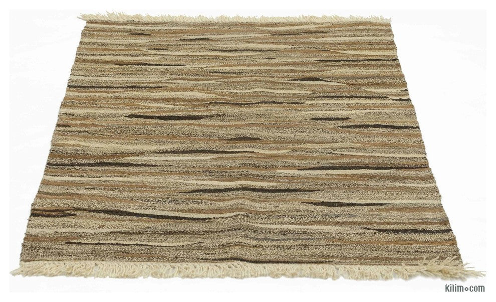 Brown, Beige New Handwoven Turkish Kilim Rug  2' 11" x 4' 4"